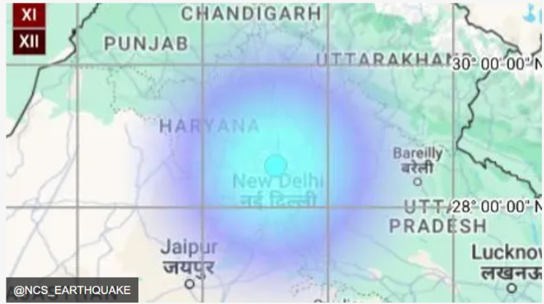भारतको नयाँदिल्लीमा भूकम्प